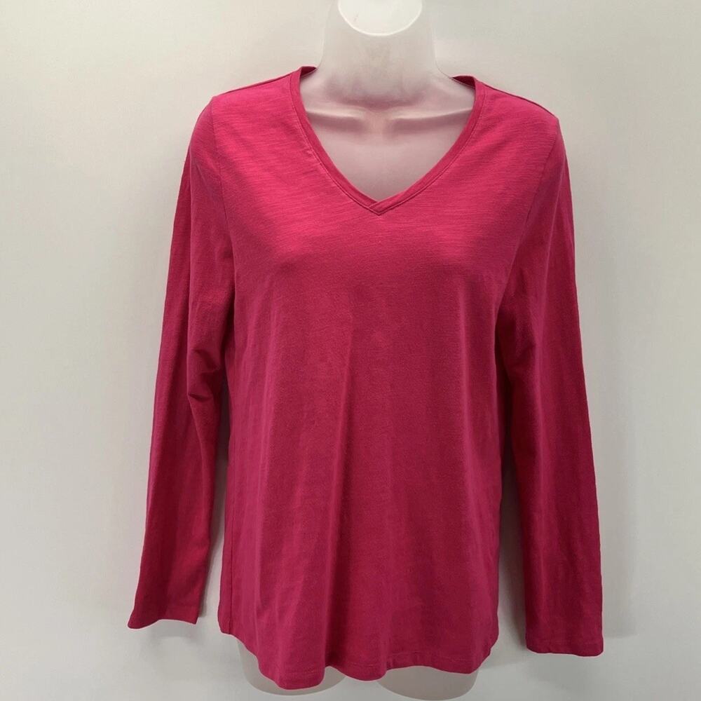 Talbots V-Neck Long Sleeve Top Women S Cotton Pink